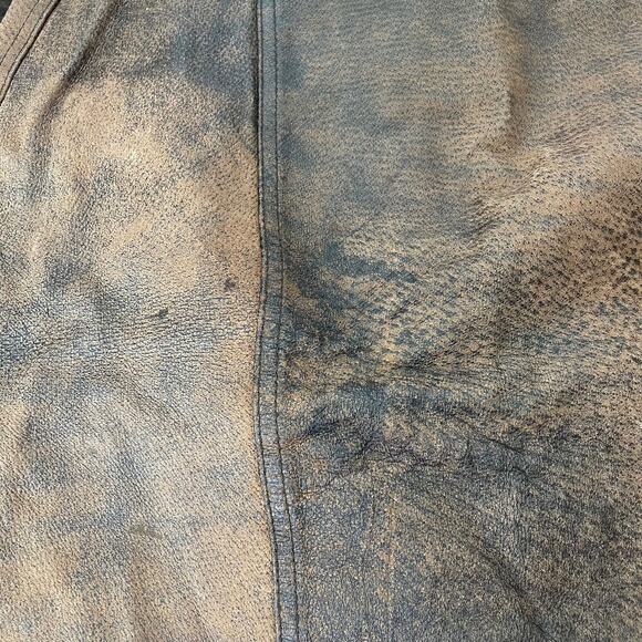 Vintage 1980s Brown Leather Skirt Rocker Distressed Winlit Women size 11/12 READ - Picture 13 of 16